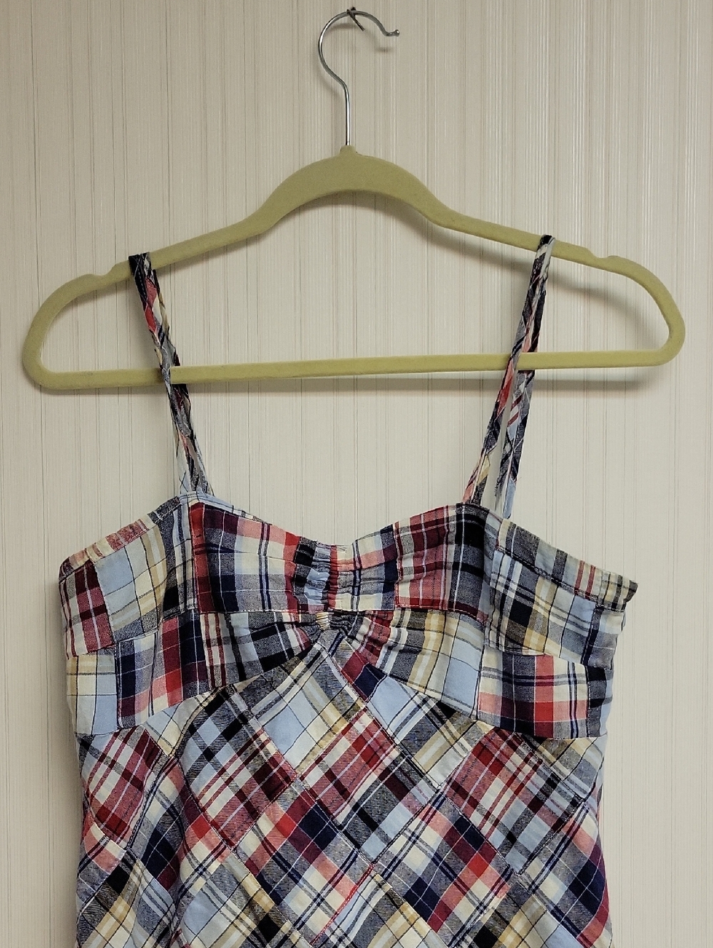 LOFT Plaid Midi Dress in Blue, Red, Navy, Cream - Picture 2 of 6